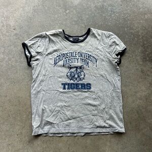 Aeropostale Gray Varsity Team Baby Tee y2k